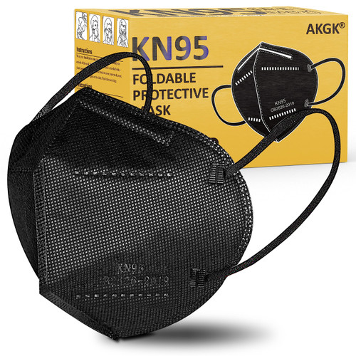 akgk KN95 Face Mask 50 PCS, Breathable Protection Masks, Individually Wrapped, Against PM2.5, Filter Efficiency?95%, 5-Ply KN95 Black Masks, Cup Dust Safety Masks