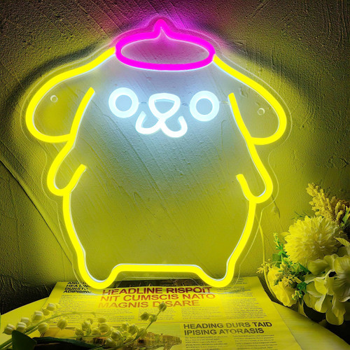 JOSEBRU Pom Pom Purin Neon Sign for Wall Decor Janpanese Neon Light for Bedroom Wall Decor Game Room Decor Livingroom Decor for Kids Girls, Best Gifts for Cartoon Lovers (13.27"x13.78")