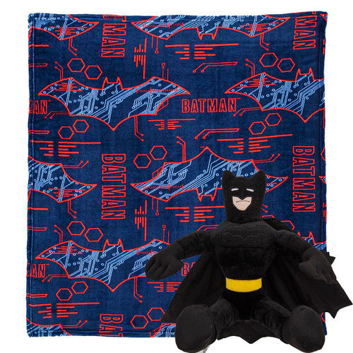 Northwest Batman Cyber Symbols Character Hugger Pillow & Silk Touch Throw Blanket Set, 40" x 50"