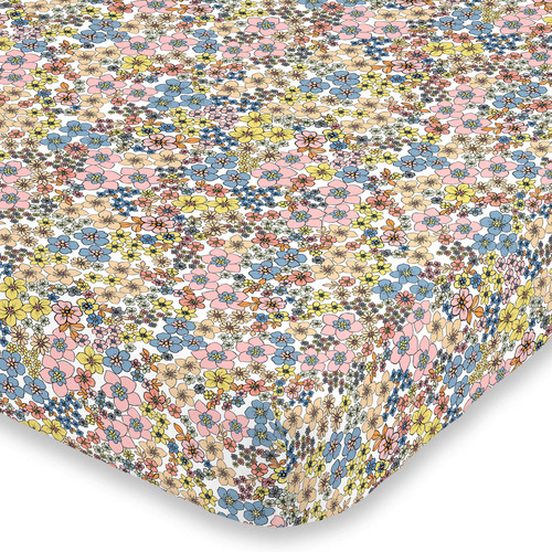 NoJo Retro Floral Blue, Pink, Yellow, & Peach Super Soft Mini Crib Sheet, Blue, Pink, Yellow, Peach NoJo Retro Floral Blue, Pink, Yellow, & Peach Super Soft Mini Crib Sheet, Blue, Pink, Yellow, Peach