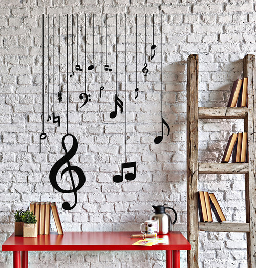 Vinyl Wall Decal Musical Notes Music Art House Interior Stickers (ig4220) White Vinyl Wall Decal Musical Notes Music Art House Interior Stickers (ig4220) White