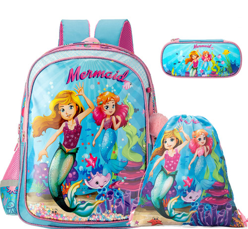 ZBAOGTW Mermaid Backpacks for Girls Kids School Cute Bookbag for Kindergarten Elementary Sequin School Backpack for Girls Lightweight School Bag