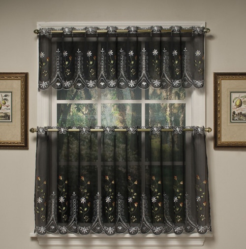The_Curtain_Shop Samantha Embroidered 24" Tier-Black/Mutli