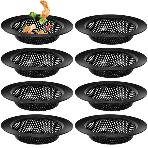 Yaomiao 10 Pcs Black Kitchen Sink Strainer Stainless Steel, Kitchen Sink Drain Strainer?Sink Strainers with Large Wide Rim 4.5" Diameter for Kitchen Sinks