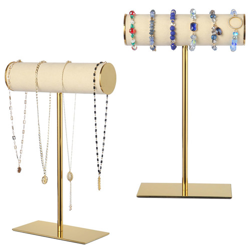 K KAIDIYIN Gold Bracelet Holder Jewelry Display Stand T-bar Bracelet Stand Jewelry Holder Bangle Stand Stainless Steel Jewelry Storage Organizer
