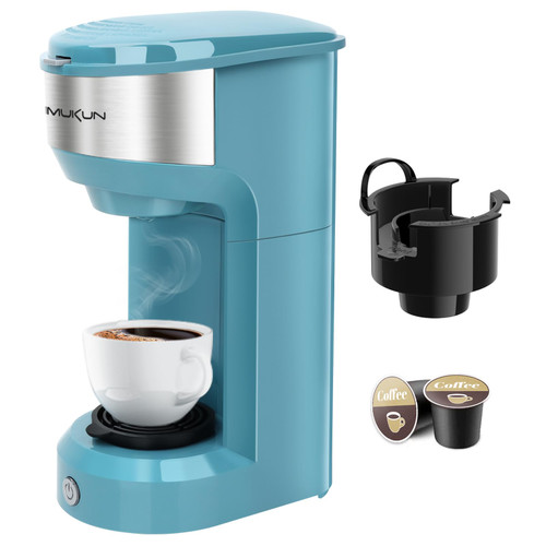 Vimukun Single Serve Coffee Maker Coffee Brewer for K-Cup Single Cup Capsule and Ground Coffee, Single Cup Coffee Makers with 6 to 14oz Reservoir, Mini Size (Green)
