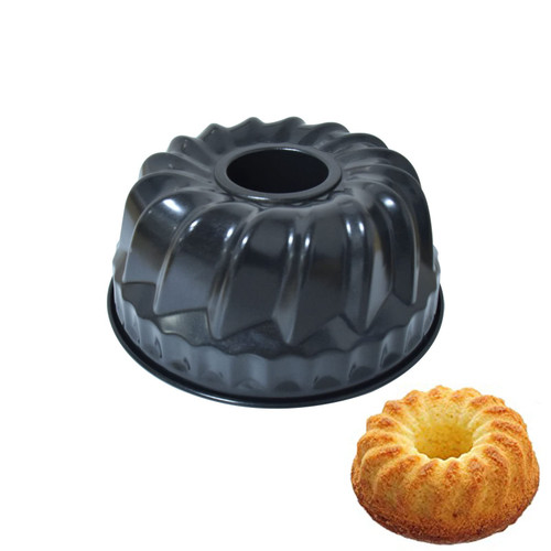 bundt cake pan non-stick, heavy duty carbon steel pan baking pan, fluted tube pan baking mold black, used for bundtles, bavarois, brownies, jellies (7 inch bundt cake pan)