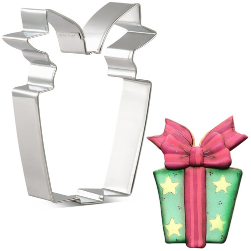 KENIAO Christmas Gift Box Cookie Cutter, 4.3", Stainless Steel