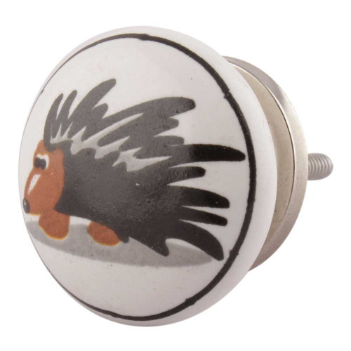 Indian Shelf 2 Pack Kids Knobs | Black Knobs and Pulls | Hedgehog Flat Dresser Knobs | Ceramic Dresser Pulls | Decorative Knobs | Knobs for Drawer | Kids Cabinet Knobs