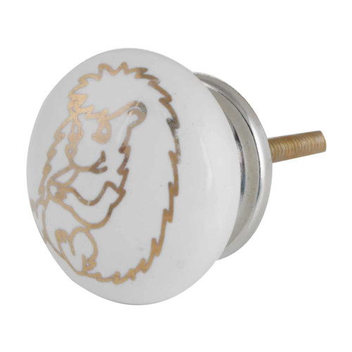 Indian Shelf 2 Pack Vintage Knobs | Gold White Knobs for Drawer | Hedgehog Kids Cabinet Knobs | Ceramic Kids Knobs | Knobs and Pulls | Dresser Knobs | Dresser Pulls