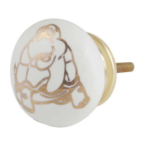 Indian Shelf 2 Pack Kids Knobs | Gold White Knobs and Pulls | Tortoise Drawer Knobs | Ceramic Dresser Pulls | Antique knobs | Knobs for Cabinet | Kids Drawer Knobs