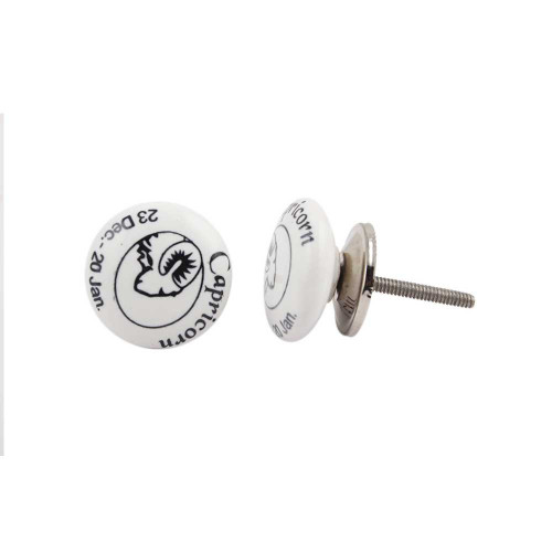 Indian Shelf 2 Pack Kids Cabinet Knobs | White Kids Knobs | Capricorn Flat Knobs and Pulls | Ceramic Dresser Knobs | Drawer Pulls | Unique Dresser Knobs | Knobs for Drawer