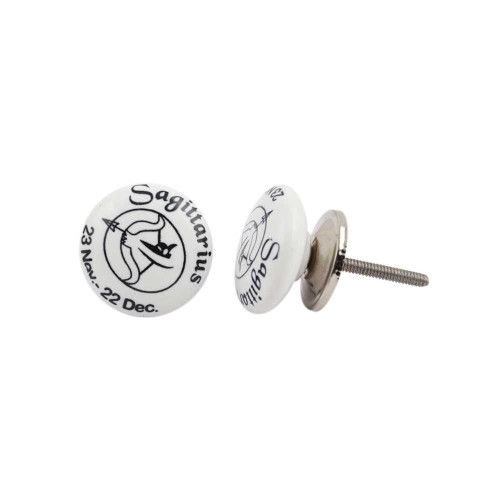 Indian Shelf 2 Pack Unique Knobs | White Knobs for Drawer | Sagittarius Flat Kids Cabinet Knobs | Ceramic Kids Knobs | Knobs and Pulls | Dresser Knobs | Dresser Pulls
