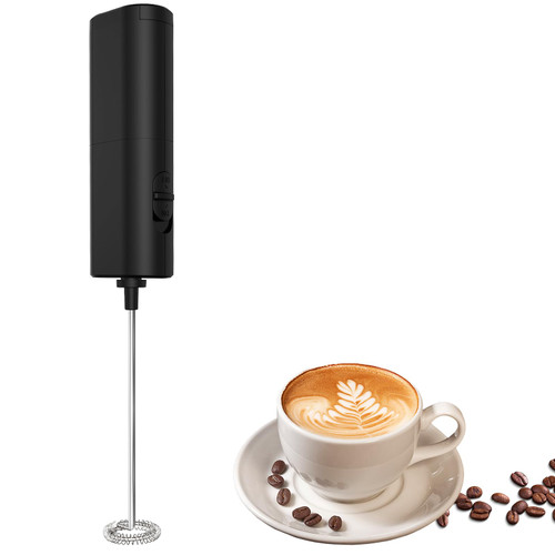 HOOCEN Milk Frother, Milk Frother Handheld, Milk Foamer Frother, Coffee Milk Frother, Electric Frother for Milk, Mini Blender and Electric Mixer Coffee Frother for Frappe, Latte, Matcha,No Stand Black