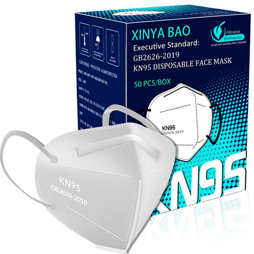 XINYA BAO KN95 Face Masks, Breathable Comfortabl, Adults White KN95 Masks, 5-Ply Breathable Safety Masks Against PM2.5, Filter Efficiency ?95%, Packs of 50 PCS.