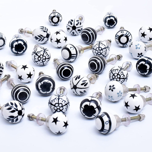 Indian Shelf Assorted Black Ceramic Cabinet Knobs- Dresser Knobs 2 Pack- Drawer Pulls- Vintage Knobs- Decorative Knobs- Black Drawer Knobs- Kitchen Cabinet Knobs- Knobs Pulls- Door Handles 1"