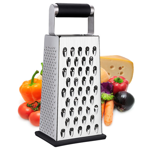 Cheese Grater, Box Grater for Cheese Stainless steel Vegetable Slicer Food Shredder 4-Sided Convenience Gadgets for kitchen