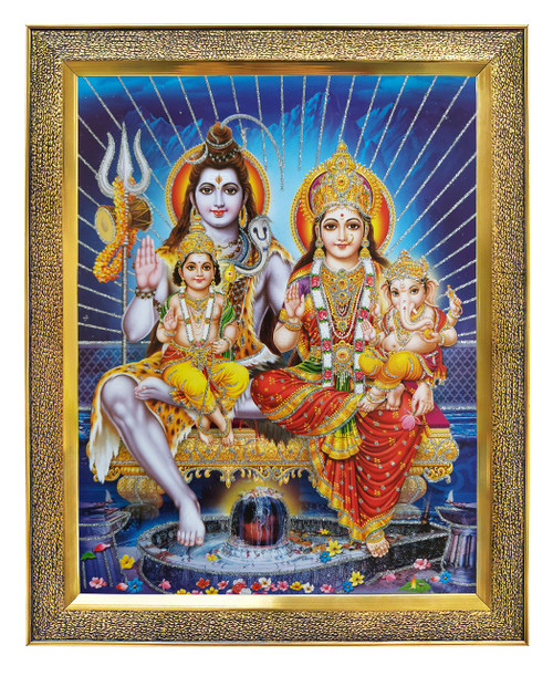 Koshtak Shiva Parvati with Ganesh and kartikeya ji/Shiv parivar with shivling Nandi Photo Frame with Unbreakable Glass for Wall Hanging/Gift/Temple/puja Room/Home Decor and Worship