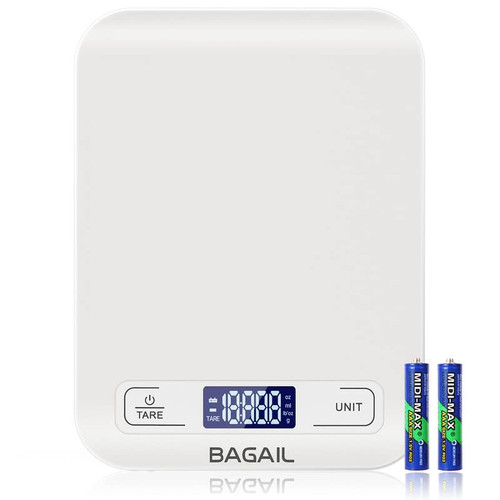 BAGAIL Digital Kitchen Scale, Premium Food Scales Weight Grams and Oz for Baking and Cooking,11lb/5kg with 0.1oz/1g Precision White BAGAIL Digital Kitchen Scale, Premium Food Scales Weight Grams and Oz for Baking and Cooking,11lb/5kg with 0.1oz/1g Precision White