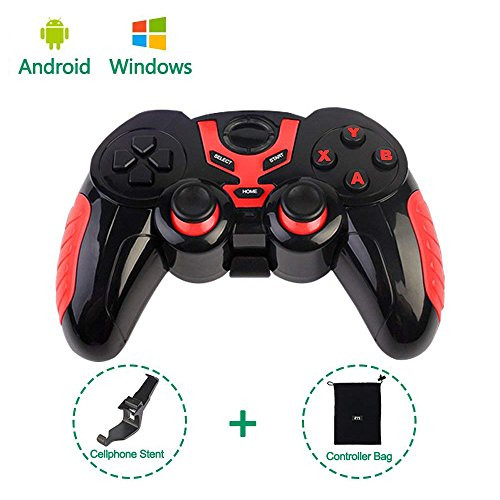 PinPle Bluetooth Game Controller Wireless Rechargeable Gamepad with Clip - Support Android/Windows - for Smartphone/Tablet/PC/TV Box (Red)