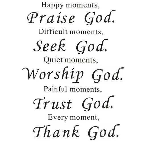 Maydahui Scripture Vinyl Wall Decal Bible Verse Wall Stickers (16.9*22.8 Inch) Christian Inspirational Quotes Decals Motivational Saying Happy Moments Praise God Difficult Moment Seek God Sticker For Office Living Room Mirror Home Decor