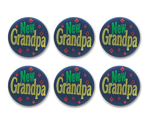 Beistle BN179 New Grandpa Satin Buttons, 2-Inch, 6-Pack