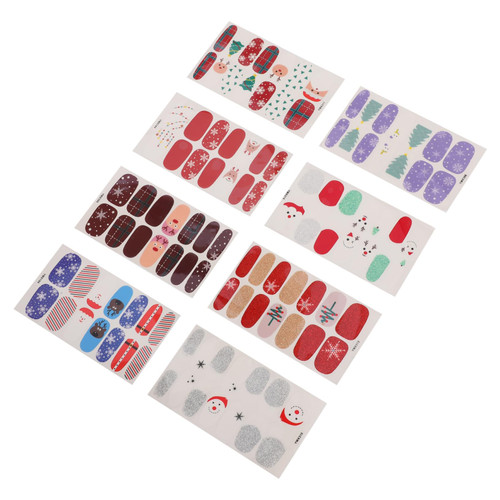 BESTOYARD 8pcs Christmas Nail Stickers Nail Art Decoration Halloween Decor Nail Accessories Sequin Nail Art Holiday Nail Art Decals Snowflake Nail Sequins Nail Sticker for Lady Nail Decor