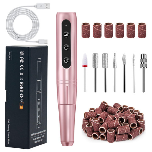 LIERKISS Cordless Electric Nail Drill 30,000RPM Portable Professional Rechargeable Efile Nail File Machine Kit with Nail Drill Bits Sanding Bands for Acrylic Gel Nails Manicure Pedicure Polishing Tool