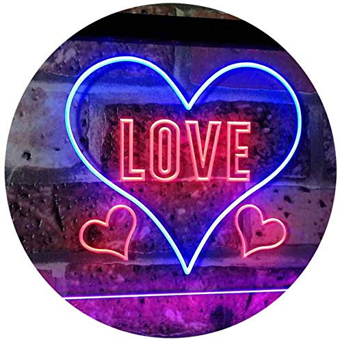 AdvpPro 2C Love Night Light for Bedroom Wall Décor Dual Color LED Neon Sign Blue & Red 12" x 8.5" st6s32-i3073-br