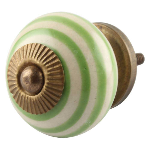 Indian Shelf 2 Pack Knobs for Dresser Drawers|Stripe Knobs for Dressers|Green Pull Knobs for Cabinets & Drawers|Ceramic One Hole Drawer Pulls|Door Knobs|Vintage Knobs for Cabinets & Drawers