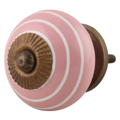 Indian Shelf 4 Pieces Kitchen Cabinet Pulls | Stripe Knobs | Fancy Cabinet Knobs Pink | Unique Drawer Knobs Ceramic | Vintage Dresser Knobs | Knobs and Pulls