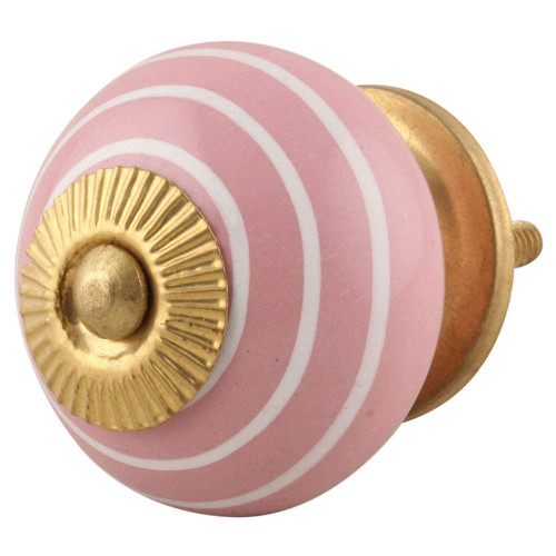 Indian Shelf 6 Pack Dresser Door Knobs|Stripe Pull Knobs for Cabinets|Pink Pulls for Cabinets & Drawers|Ceramic Unique Door Knobs|Farmhouse Knobs for Cabinets & Drawers|Kids Knobs for Dresser Drawers