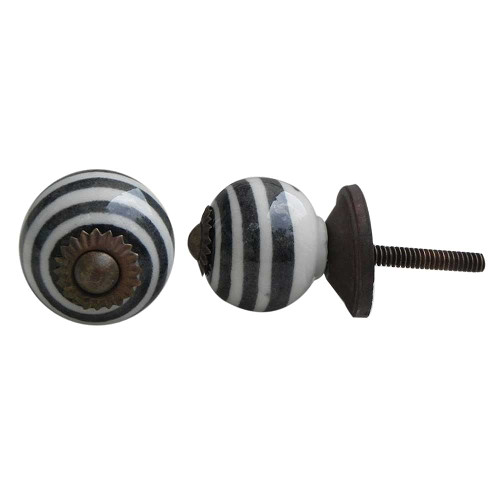 Indian Shelf 4 Pack Drawer Knobs Kids|Swirl Stripe Knobs for Dressers|Kitchen Pulls & Knobs Black|Hardware Pulls for Cabinets & Drawers Ceramic|Decorative Door Knob|Kitchen Cabinets Knobs