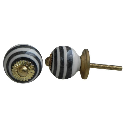 IndianShelf 12 Pieces Dresser Knobs | Swirl Stripe Pulls and Knobs | Modern Farmhouse Cabinet Pulls Black | Kitchen Door Knob Ceramic | Farmhouse Knobs for Cabinets and Drawers | Nursery Drawer Knobs