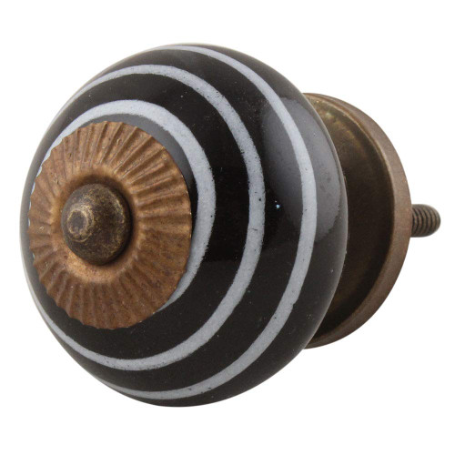 Indian Shelf 12 Pieces Dresser Knobs for Kids | Stripe Bathroom Vanity Knobs and Pulls | Black Pull Drawer | Ceramic Western Door Knobs | Kitchen Cabinet Knob | Kids Knobs for Dresser Drawers
