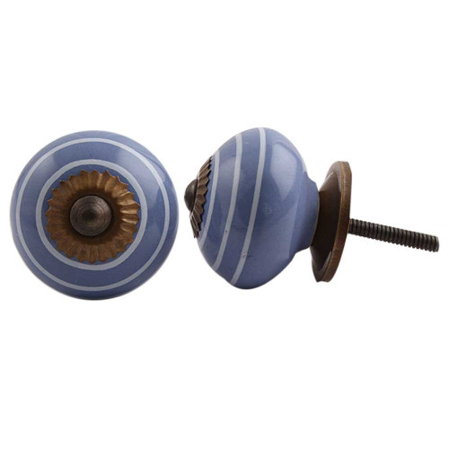 Indian Shelf 2 Pieces Unique Knobs | Stripe Western Cabinet Knobs | Fancy Drawer Knobs Blue | Modern Dresser Knobs Ceramic | Knobs and Pulls for Cabinets | Furniture Pulls for Dresser