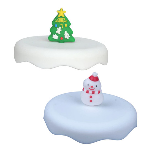 BESTOYARD 2pcs Cup Lid Plastic Coffee Cups Plastic Tumblers Drinking Glasses Kids Glass Cups Cartoon Cup Lid Silicone Drink Cup Lids Anti Mug Cover Silicone Cup Lid Xmas Tree Cup Lid Cartoon