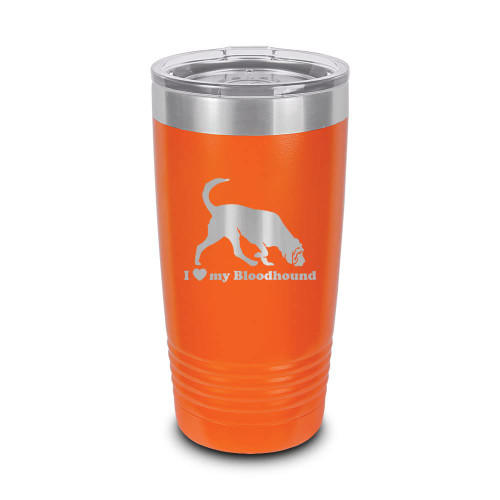 I Love My Bloodhound 20 oz Laser Engraved Polar Camel Stainless Steel Vacuum Insulated Tumbler with Lid blood hound Orange