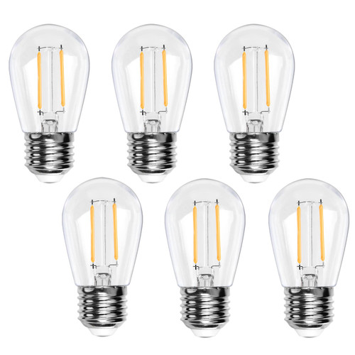 ROMANJOY 6 Pack S14 LED Replacement Bulbs, Shatterproof String Light Bulbs, 2200K Non-Dimmable, 2W Equivalent to 20W, E26 Base LED Edison Light Bulbs for Outdoor Patio Garden Vintage Lights ROMANJOY 6 Pack S14 LED Replacement Bulbs, Shatterproof String Light Bulbs, 2200K Non-Dimmable, 2W Equivalent to 20W, E26 Base LED Edison Light Bulbs for Outdoor Patio Garden Vintage Lights
