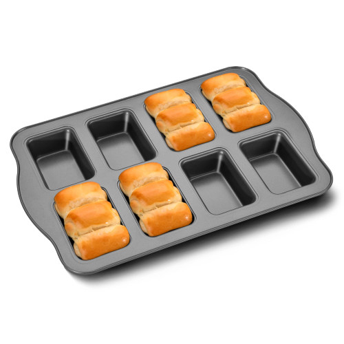 HONGBAKE Mini Loaf Baking Pans, Nonstick Small Cornbread Pan, Tiny Banana Bread Pan, Heavy Duty Carbon Steel Brownie Pan, 8-Cavity, Dark Grey HONGBAKE Mini Loaf Baking Pans, Nonstick Small Cornbread Pan, Tiny Banana Bread Pan, Heavy Duty Carbon Steel Brownie Pan, 8-Cavity, Dark Grey