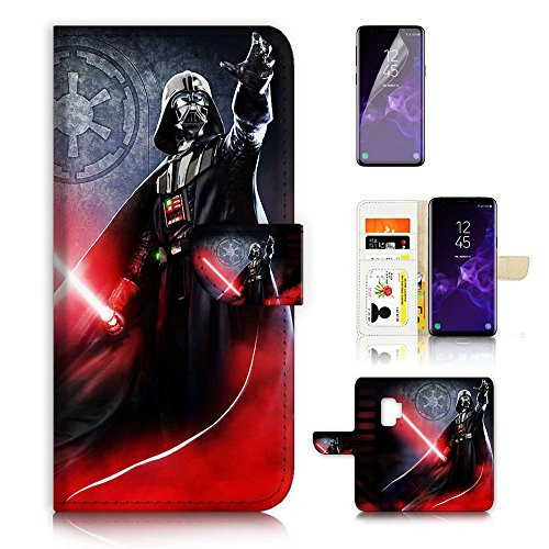( For Samsung Galaxy S9 ) Flip Wallet Case Cover & Screen Protector Bundle - A21334 Starwars Darth Vader