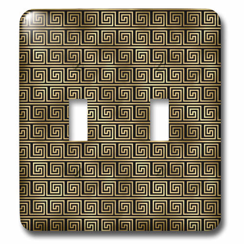 3dRose Modern Black and Image of Gold Greek Key Geometric... - Light Switch Covers (lsp_352788_2)
