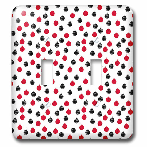 3dRose Christmas pattern of red and black ornament balls on... - Light Switch Covers (lsp_354580_2)