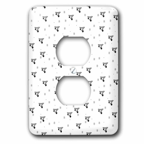 3dRose Minimalist black and white Christmas pattern of spruce... - Light Switch Covers (lsp_354587_6)