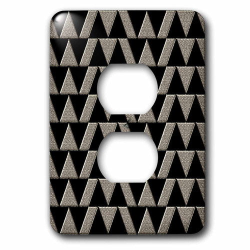 3dRose Modern Black and Image Of Gold Geometric Pattern - Light Switch Covers (lsp_358856_6)