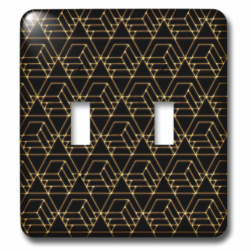 3dRose Black and Image of gold Ornamental Diamond Geometric... - Light Switch Covers (lsp_358865_2)