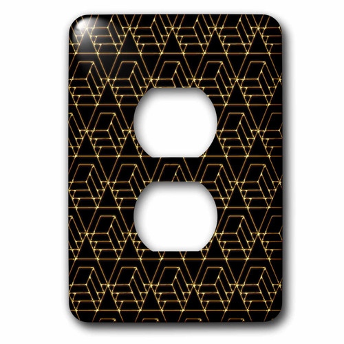 3dRose Black and Image of gold Ornamental Diamond Geometric... - Light Switch Covers (lsp_358865_6)