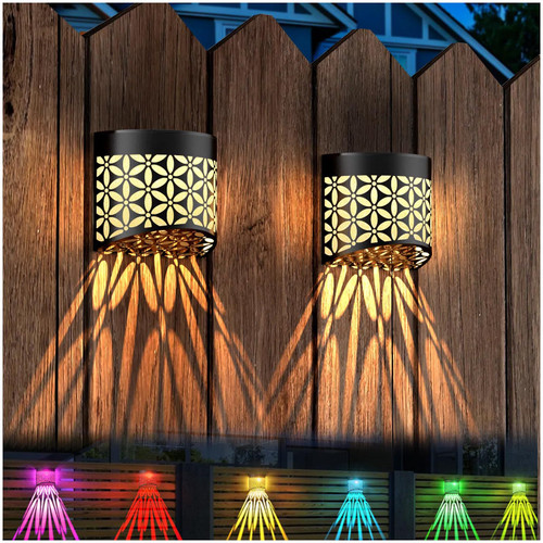 VISFLAIR Solar Deck Lights, Iron Solar Fence Lights Outdoor Waterproof Garden Decorative Lighting for Wall, Post, Patio, Step, Stair, Yard- 2 Pack