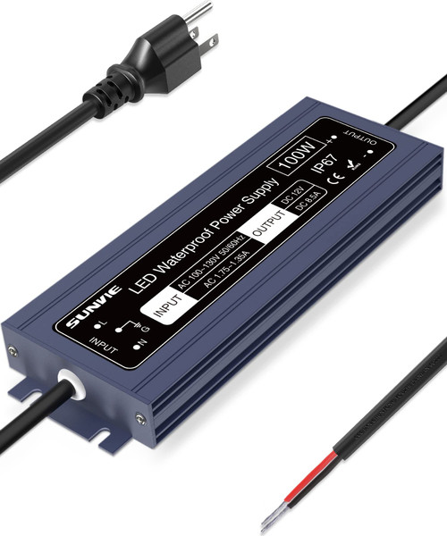 SUNVIE LED Driver 12V LED Power Supply 100W Constant Voltage LED Driver Waterproof 120V to 12V Transformer 12 Volt LED Driver for Strip Lights Indoor/Outdoor Light and Any 12V DC Devices