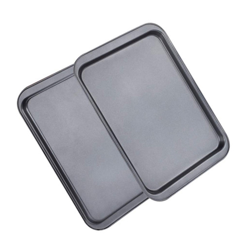 Hemoton 2pcs Baking Sheet Set Nonstick Cookie Sheets Carbon Steel Baking Tray Rectangular Cake Pan Jelly Roll Pan Rectangular Roasting Bakeware for Lasagna Cake Brownie 14inch